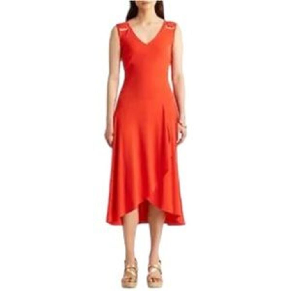 Lauren Ralph Lauren Black Label Jersey Sleeveless Faux Wrap Skirt Midi Dress SP